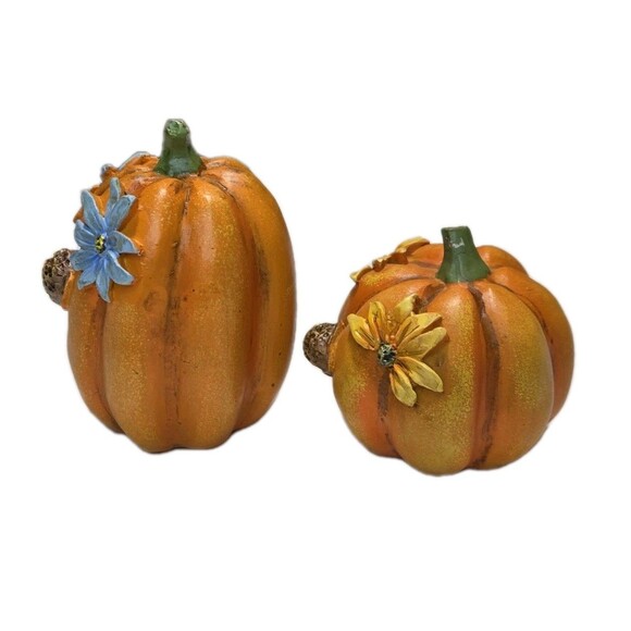 Pumpkin Fall Floral Decor Set Ceramic Rustic Orange Rustic Farmhouse Decoration - Picture 4 of 11